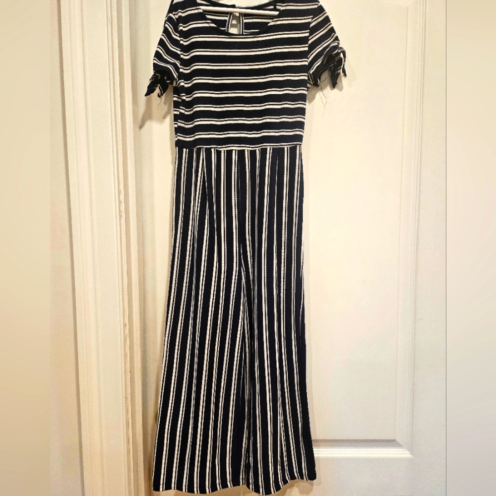Striped Blue and White Girls Dress Size M